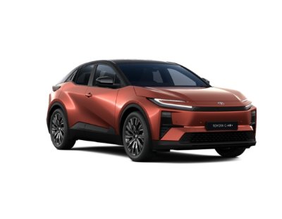 Red Toyota C-HR car shown from the front and side on a white background.