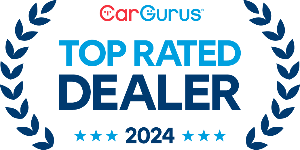 CarGurus Top Rated Dealer 2024 badge with stars and laurel design.