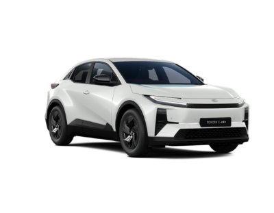 White Toyota C-HR 2026 model, front and side view.