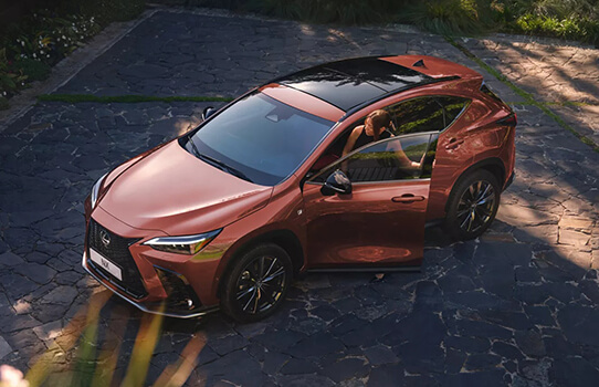 Bronze-coloured SUV with open driver